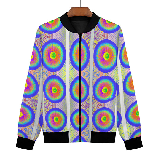 Rise above the mundane with this Psychedelia Swirls Women's Bomber Jacket! Step out in style with its bold, bright design, and stand out with its unique, super cool swirls pattern. Conquer the night and make a statement.