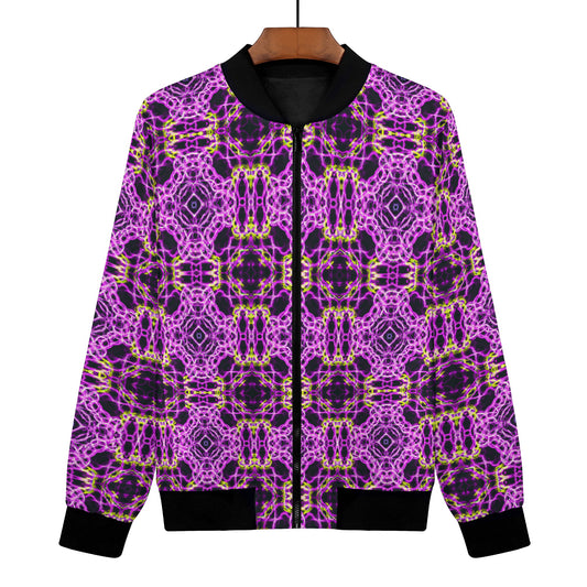 Show your unique style with this Psychedelia Paisley Women's Bomber Jacket. Its digitally printed vibrant design features a modern take on the classic paisley pattern - sure to attract attention while keeping you comfortably chic. Crafted with care, this custom print jacket is perfect for those who appreciate quality fashion with a luxurious feel.