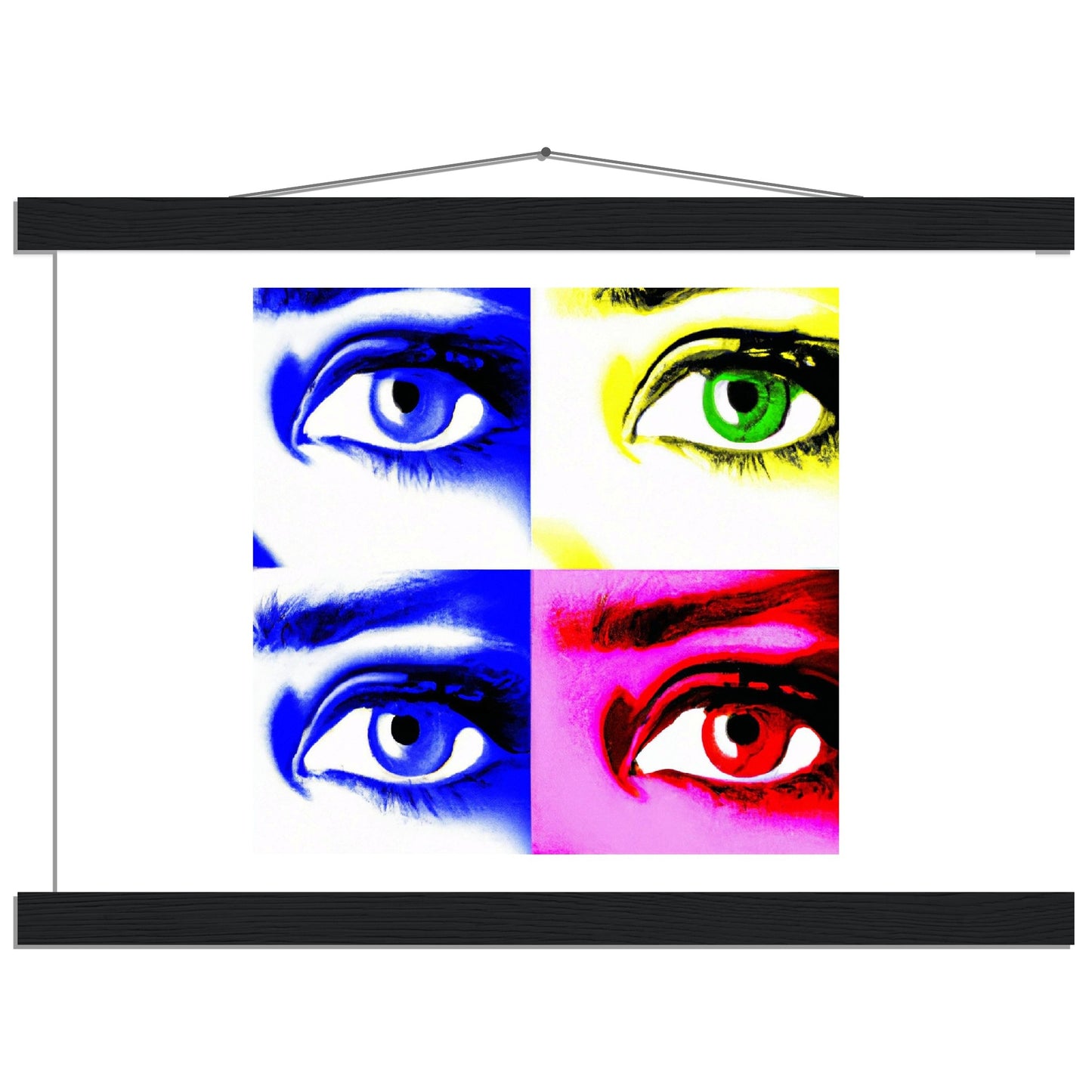 Pop Art 4 Beautiful Eyes Classic Matte Paper Poster with Hanger This poster with hangers has a vibrant 1960's pop art style vivid eye graphic that needs to be seen.