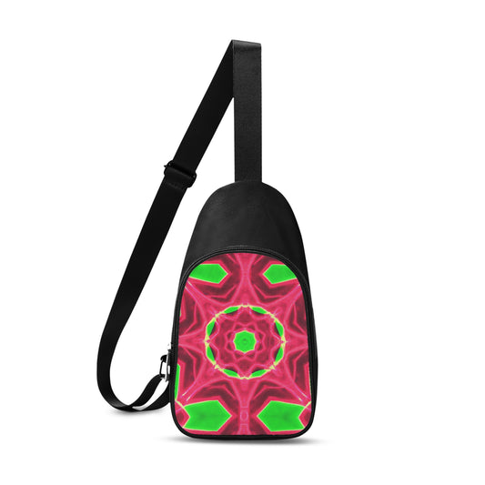 This unisex chest bag has a neon digitally printed design on the front.  The visual features a hypnotic and mesmerizing psychedelia interpretation of a raspberry. 