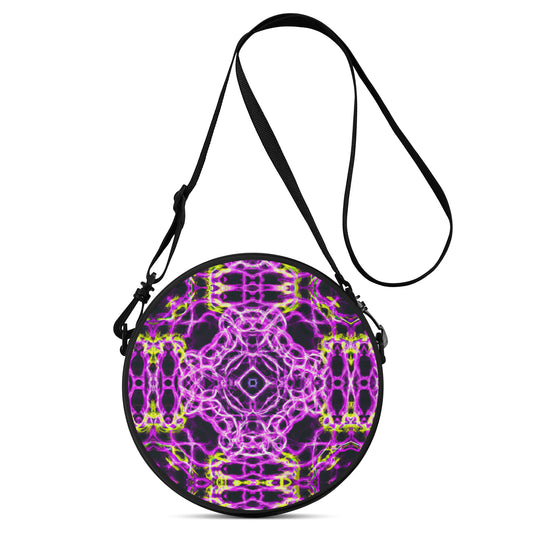 This Round Satchel Bag is a stylish accessory with a cool design that is digitally printed on the front.  Featuring a unique and multi coloured vibrant design of a psychedelia styled paisley pattern.  Perfect for any look, its eye-catching design will ensure you stand out from the crowd! Unleash your creative side and make a statement with this bag!