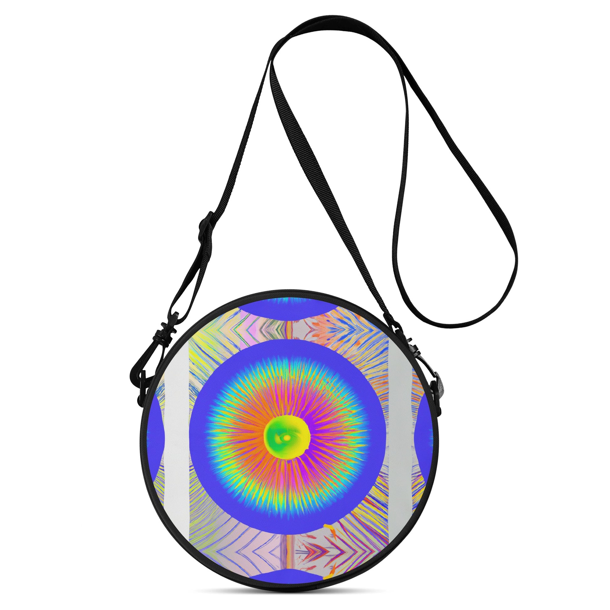 The Psychedelia Swirls Round Satchel Bag is unisex. This Round Satchel Bag flaunts a kaleidoscopic design digitally printed on the front - perfect to add psychedelia swag to any look! Stand out from the crowd with this eye-catching bag and unleash your wild side.