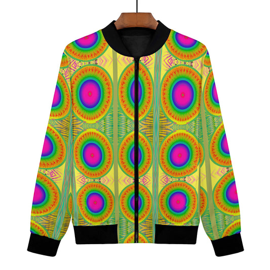 The Psychedelia Dimension Neon Burn Women's Bomber Jacket is a must-have for those who want to make a statement with their style. This jacket features a digitally printed vibrant design that catches the eye. With its bright and super cool appearance, it is perfect for those who dare to be bold. 