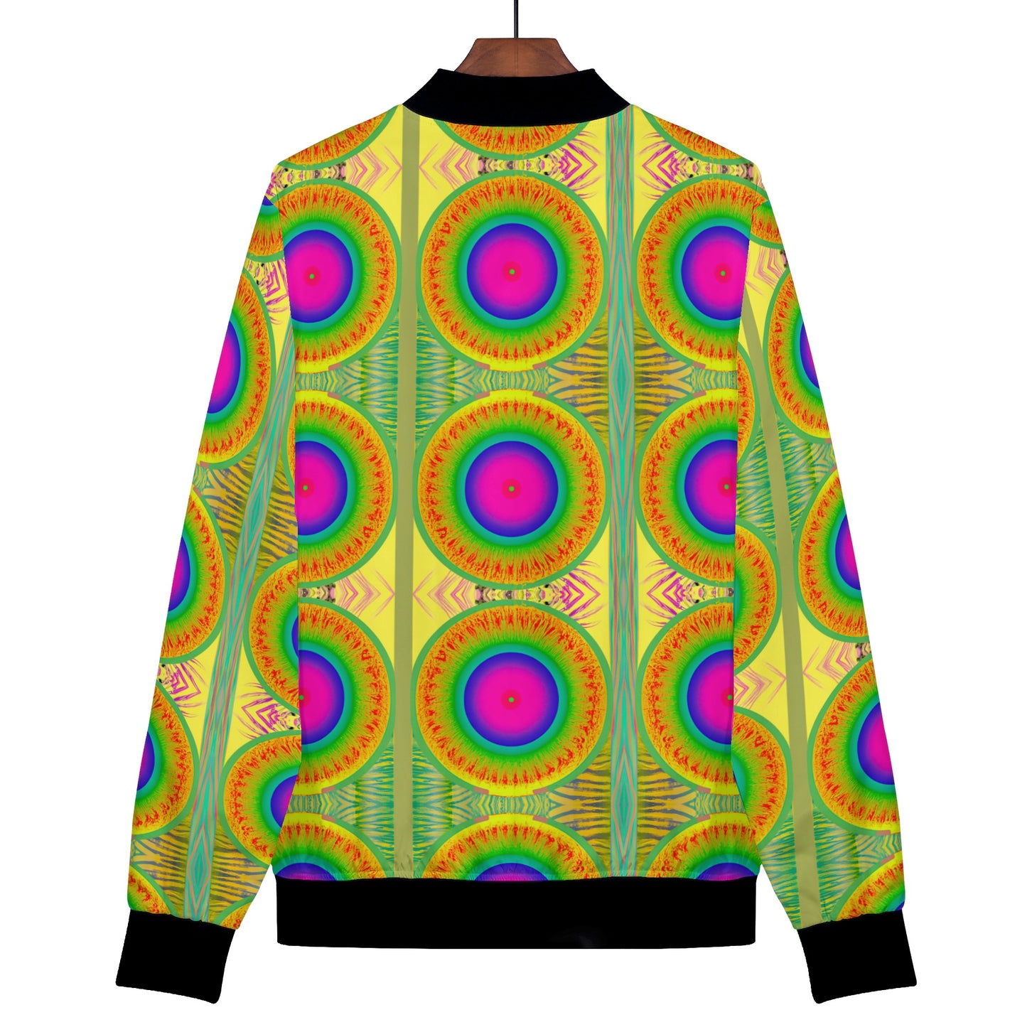 The unique and super bright psychedelia dimension neon burn pattern covers the entire garment, ensuring that you stand out in any crowd. Crafted with attention to detail, this jacket combines fashion and comfort for a confident and stylish look. Step out in this cool jacket and get ready to turn heads wherever you go.