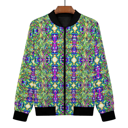 The Snowflake Women's Bomber Jacket is a must-have for those who want to stand out from the crowd. With its digitally printed vibrant design, this jacket catches the eye and exudes confidence.  Featuring the unique and super bright psychedelic snowflake pattern over the entire garment, this jacket is a true showstopper. 